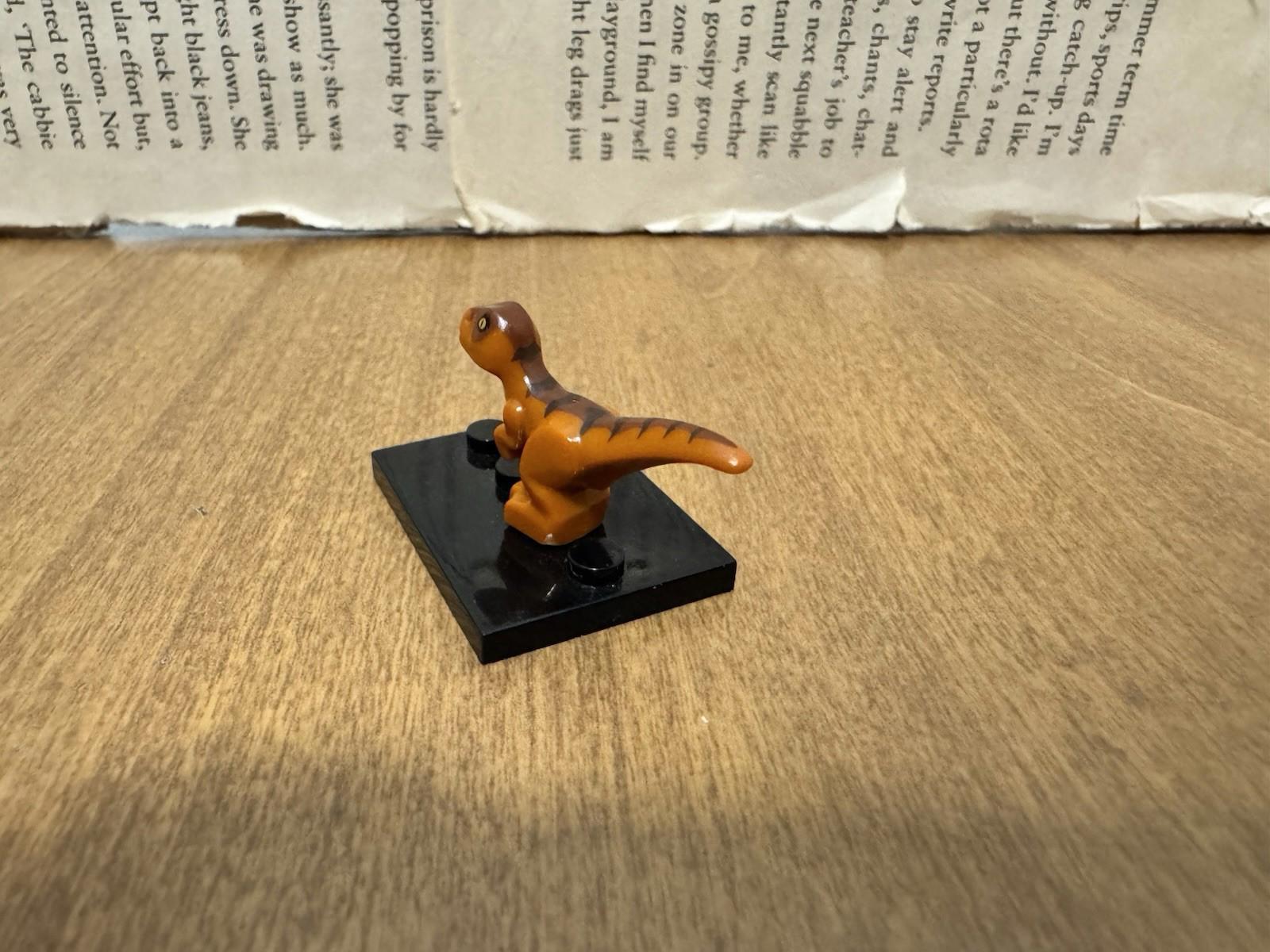 LEGO Minifigure Dinosaur Dark Orange Baby Raptor T Rex Dino Jungle Pet Jurassic