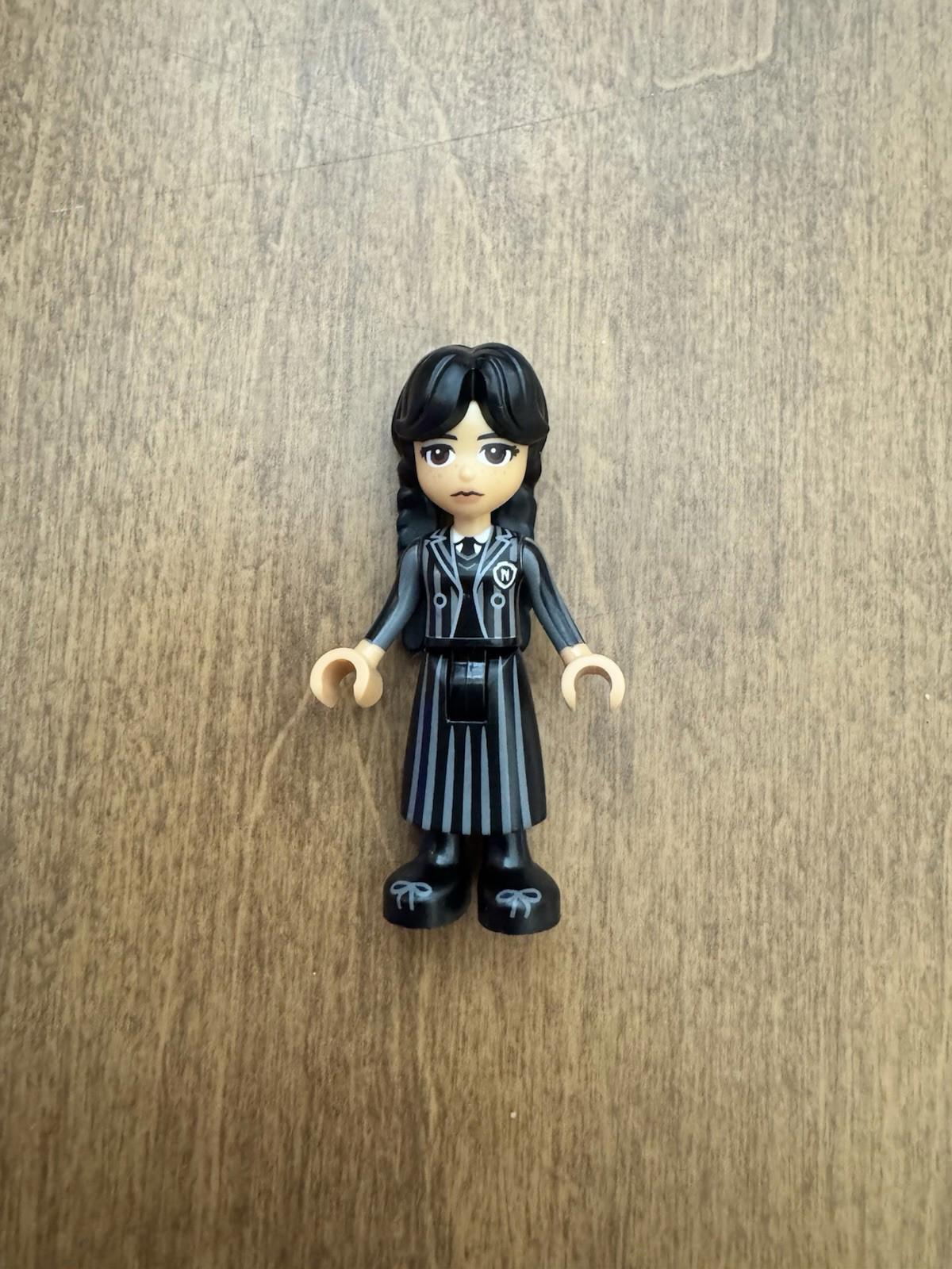 Lego New Wednesday Addams Black Striped School Uniform Minifigure