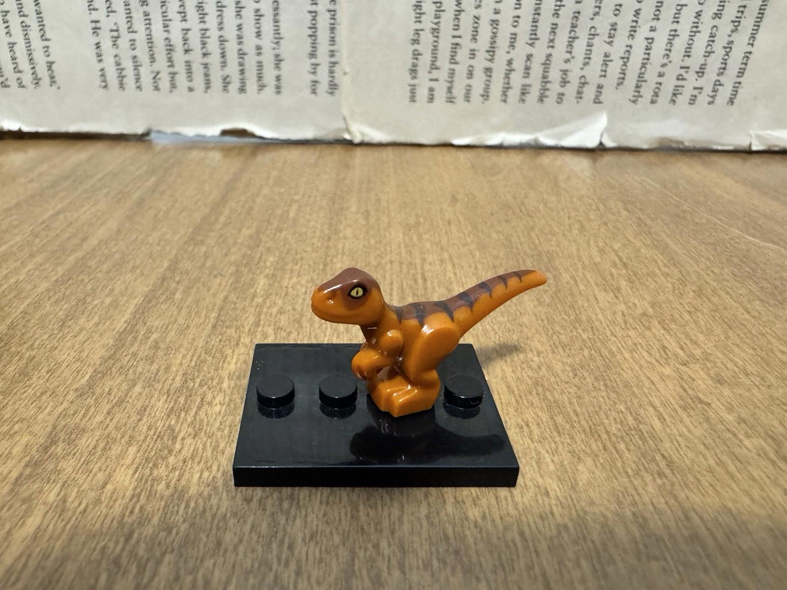 LEGO Minifigure Dinosaur Dark Orange Baby Raptor T Rex Dino Jungle Pet Jurassic