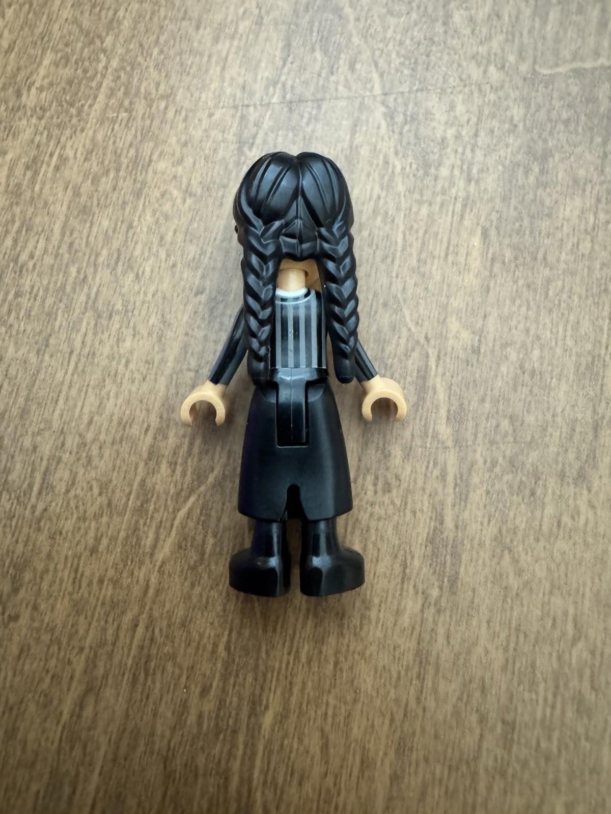 Lego New Wednesday Addams Black Striped School Uniform Minifigure
