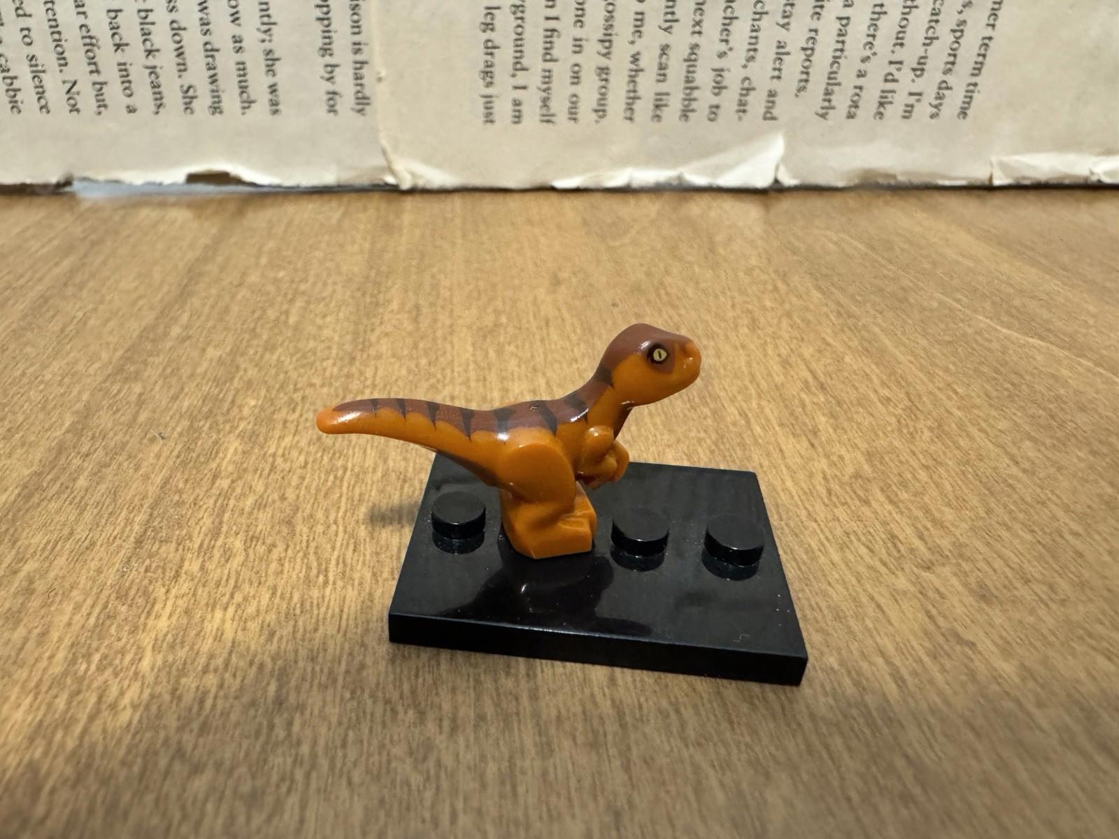 LEGO Minifigure Dinosaur Dark Orange Baby Raptor T Rex Dino Jungle Pet Jurassic
