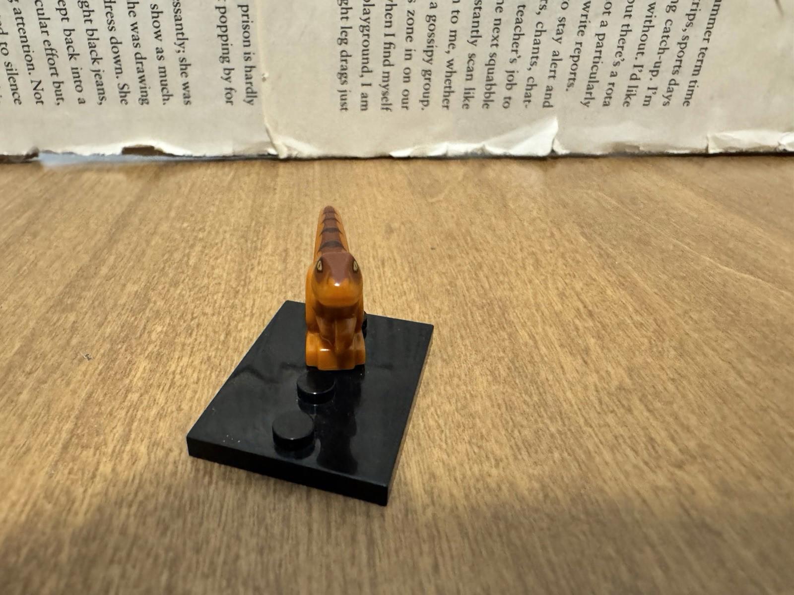 LEGO Minifigure Dinosaur Dark Orange Baby Raptor T Rex Dino Jungle Pet Jurassic
